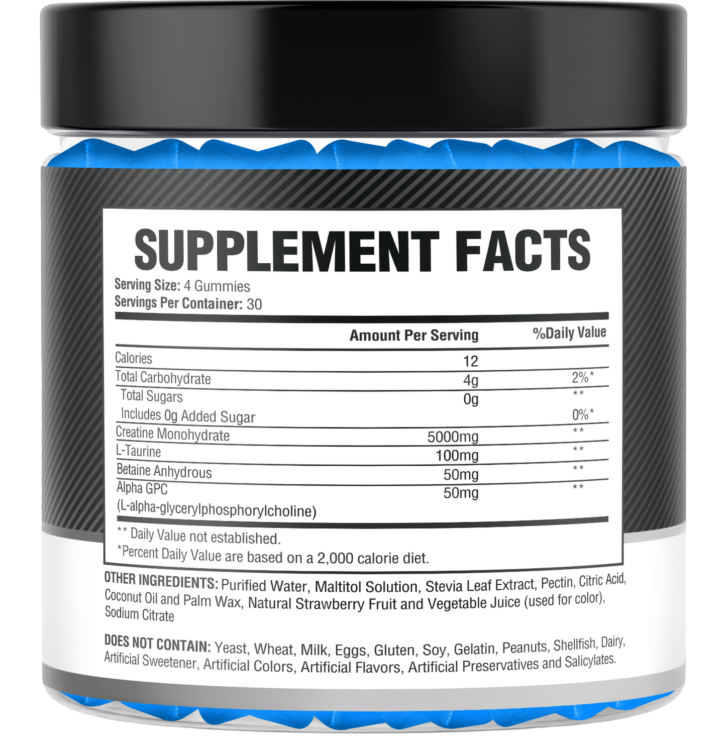 Creatine Monohydrate Gummies – Blueberry Flavor, 120 Count, 5g per Serving