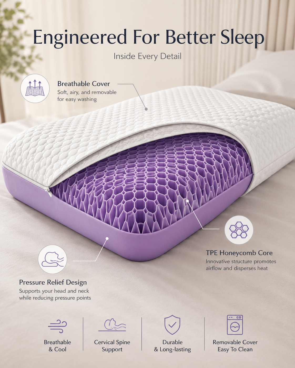 DLab TPE Honeycomb Cervical Pillow