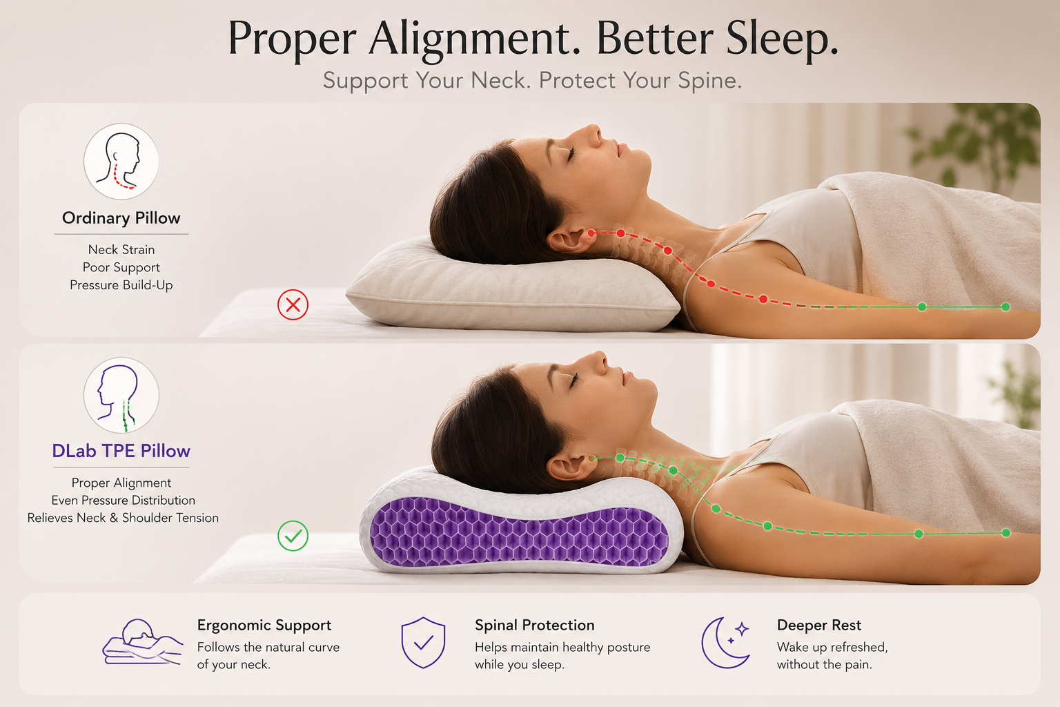 DLab TPE Honeycomb Cervical Pillow