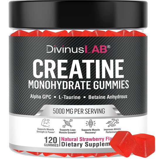 Creatine Monohydrate Gummies – Strawberry Flavor, 120 Count, 5g per Serving, Vegan