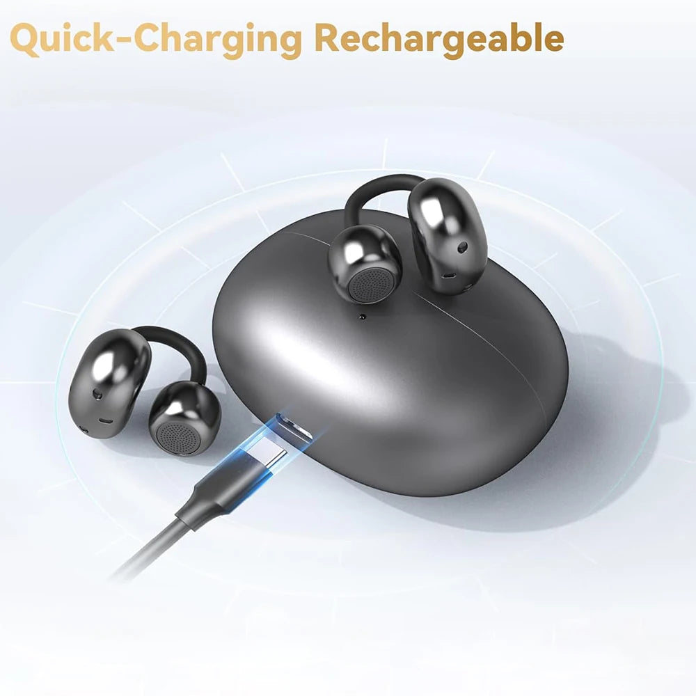 Wireless Earbuds with 72H Play Time Open Ear Design for 5.4 Ear Clip Sport Digital Display IPX7 Waterproof Touch Control