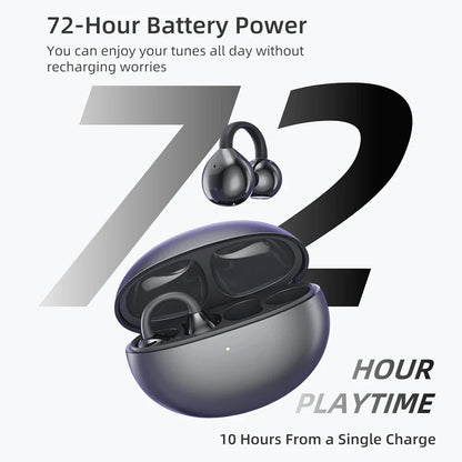 Wireless Earbuds with 72H Play Time Open Ear Design for 5.4 Ear Clip Sport Digital Display IPX7 Waterproof Touch Control