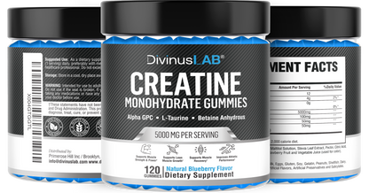 Creatine Monohydrate Gummies – Blueberry Flavor, 120 Count, 5g per Serving