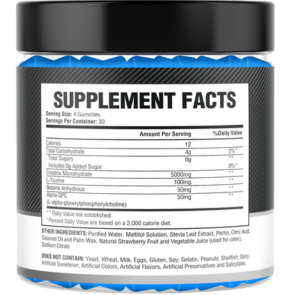 Creatine Monohydrate Gummies – Blueberry Flavor, 120 Count, 5g per Serving